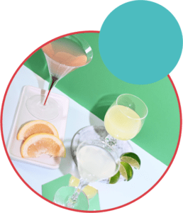 photo of cocktails with garnishes for the holiday cooking episode with mennlay golokey aggrey